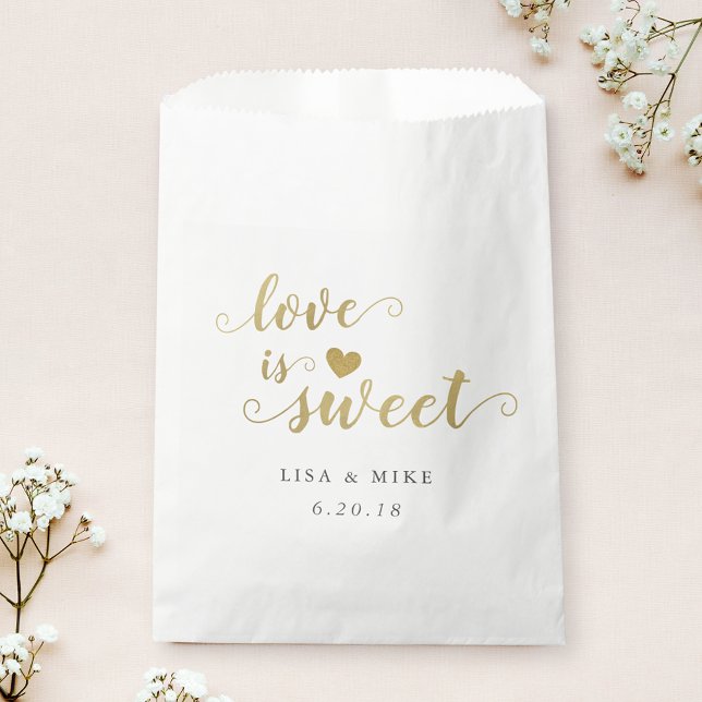Sachets En Papier L'amour est Sweet Gold Script Mariage Fête des mar (Créateur téléchargé)