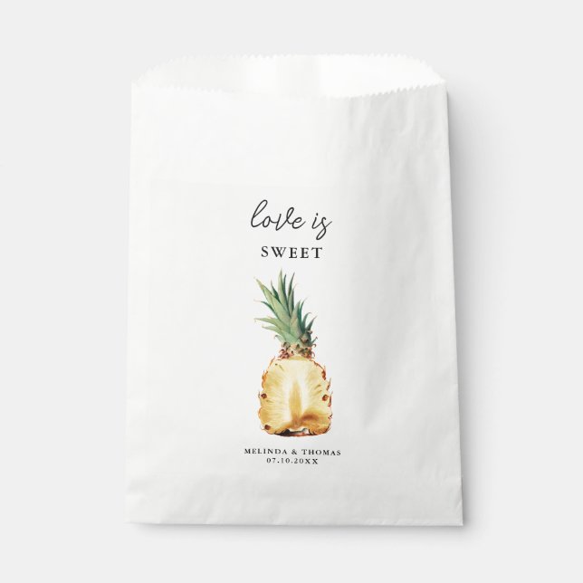 Sachets En Papier L'amour est un doux Mariage d'ananas tropical (Devant)