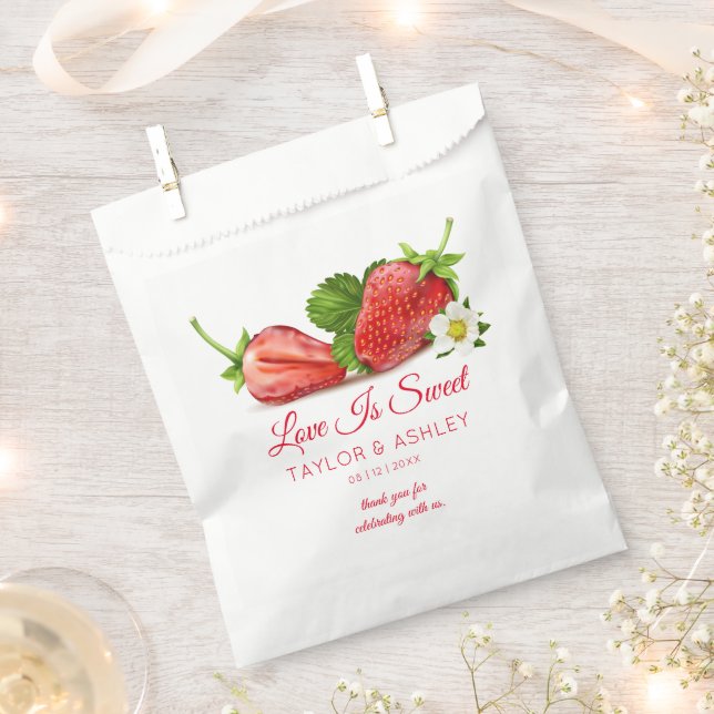 Sachets En Papier L'amour est un fruit de fraise doux  (Coupé)