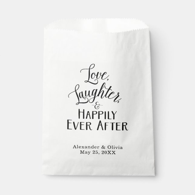 Sachets En Papier L'amour, le rire et heureux toujours après les sac (Devant)