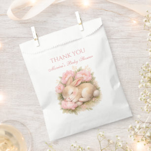 Sachets En Papier Lapin Mignon aux Pivoines Roses Fête de Naissance