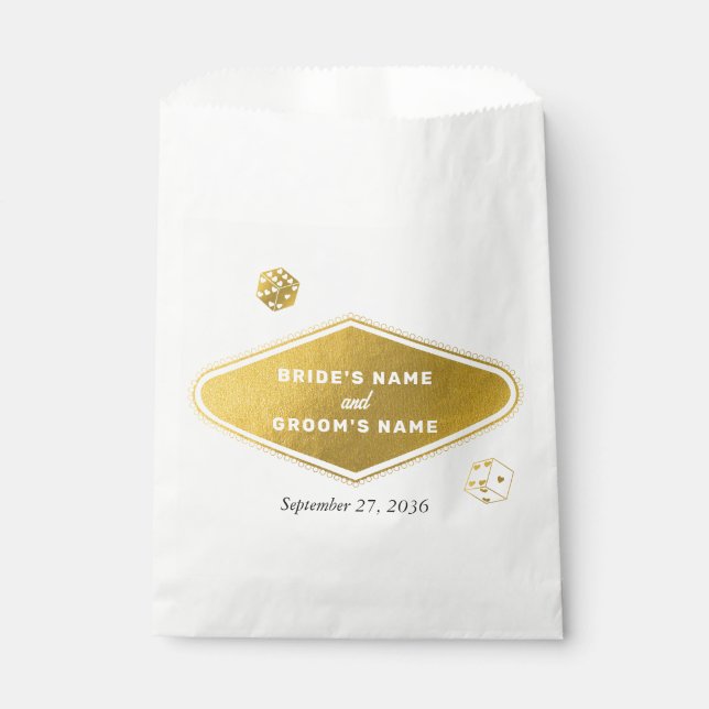 Sachets En Papier Las Vegas Casino Destination Wedding Gold (Devant)