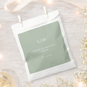 Sachets En Papier Lauren Sage Green Monogramme Mariage élégant