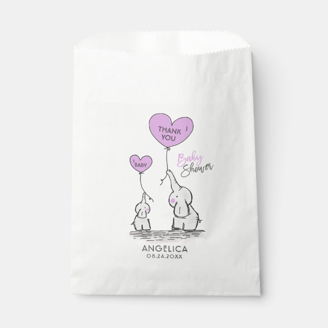 Sachets En Papier Lavande Purple Elephant Baby shower Cadeau Favoris (Devant)