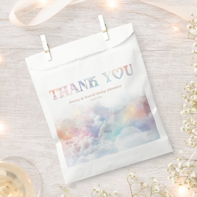 Sachets En Papier Le Cloud Nine Rainbow Baby shower nuageux (Coupé)