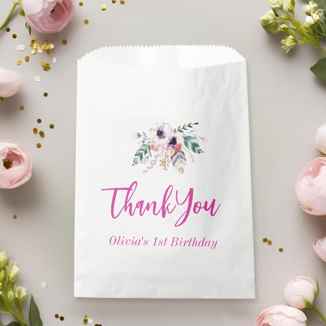 Sachets En Papier Le premier Merci d'anniversaire de Wild One Girl (Créateur téléchargé)