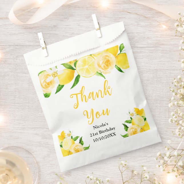Sachets En Papier Lemons and Foliage Birthday Thank You (Coupé)