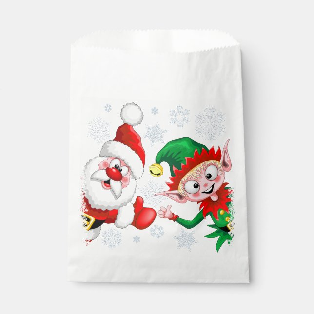 Sachets En Papier Les personnages de Noël de père Noël et Elf (Devant)