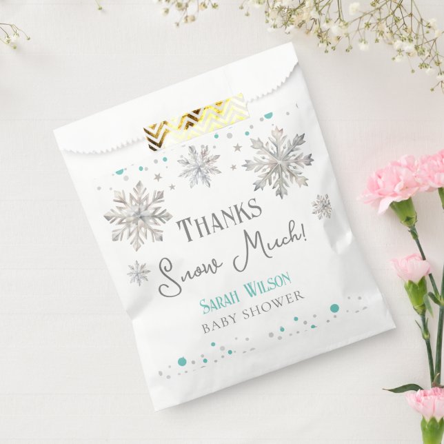 Sachets En Papier Les Snowflakes Merci La Neige Beaucoup baby shower (Scellé)