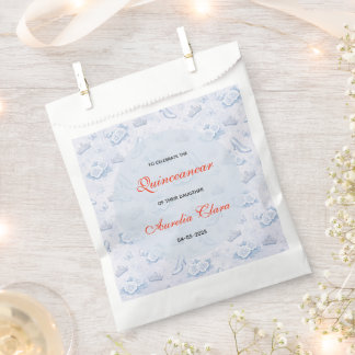 Sachets En Papier Light Blue Silver Princess Quinceanera Birthday 