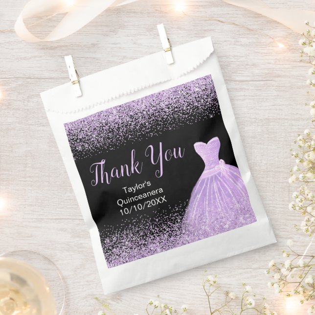 Sachets En Papier Light Purple Dress Faux Glitter Quinceanera (Coupé)