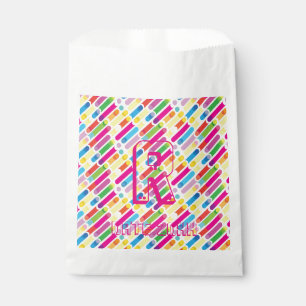 Sachets En Papier Lignes diagonales art d'arc-en-ciel de monogramme