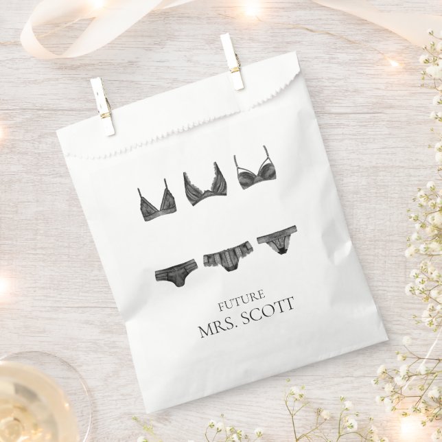 Sachets En Papier Lingerie rose et noir Cadeau moyen Shower de maria (Coupé)