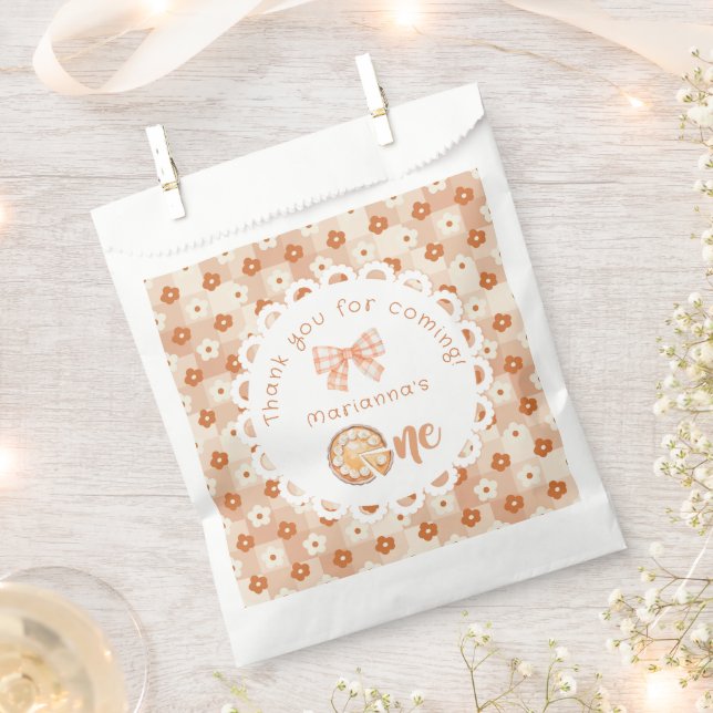 Sachets En Papier Little cutie Pie 1er anniversaire en vichy Merci (Coupé)