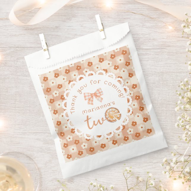 Sachets En Papier Little cutie Pie 2e anniversaire en vichy Merci (Coupé)