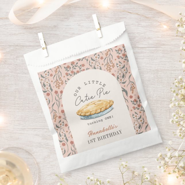 Sachets En Papier Little Cutie Pie Rose Floral 1er anniversaire (Coupé)