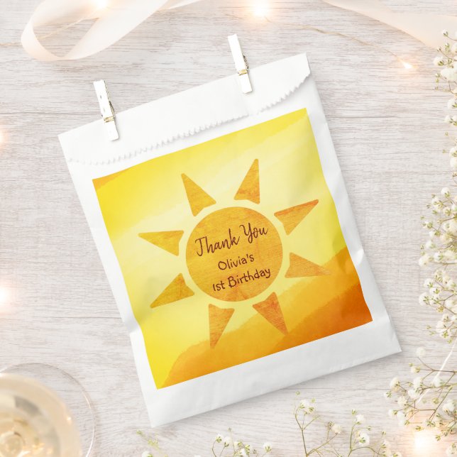Sachets En Papier Little Gold Sunshine Modern Boho Anniversaire (Coupé)