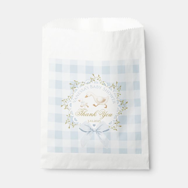 Sachets En Papier Little Silly Goose Blue Baby Shower Thank you (Devant)