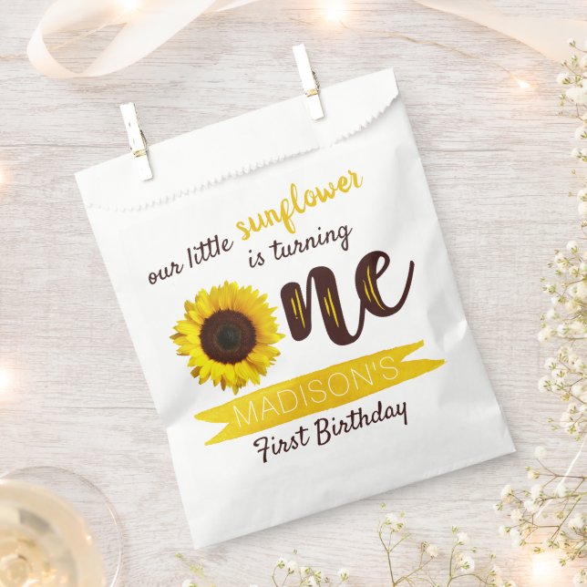 Sachets En Papier Little Sunflower 1ère fête d'anniversaire (Coupé)