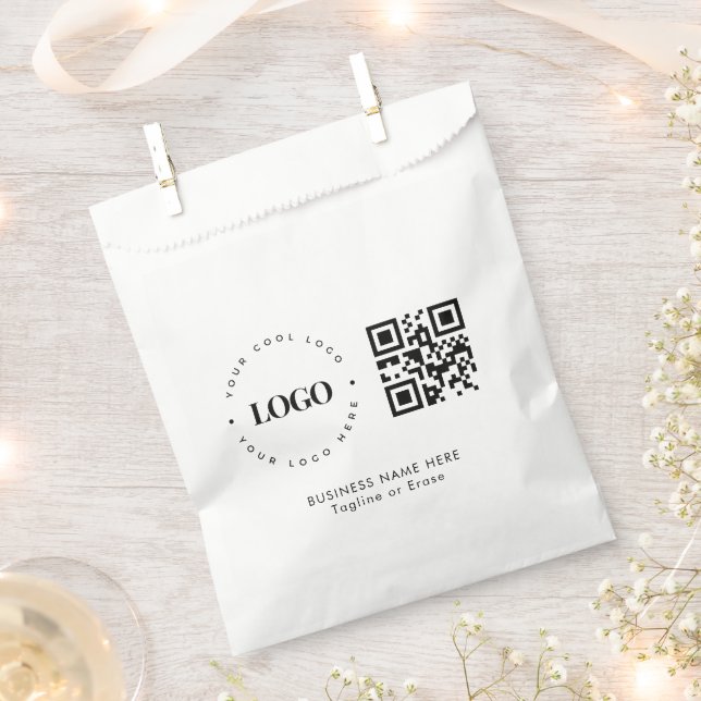 Sachets En Papier Logo de l'entreprise personnalisée Code QR Minimal (Coupé)