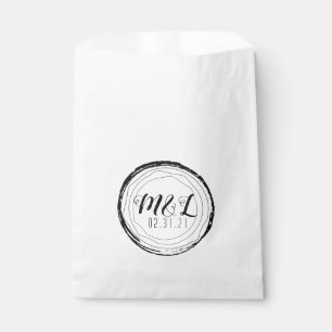 Sachets En Papier Logo mariage Rouleau Rustique tronc Blanc