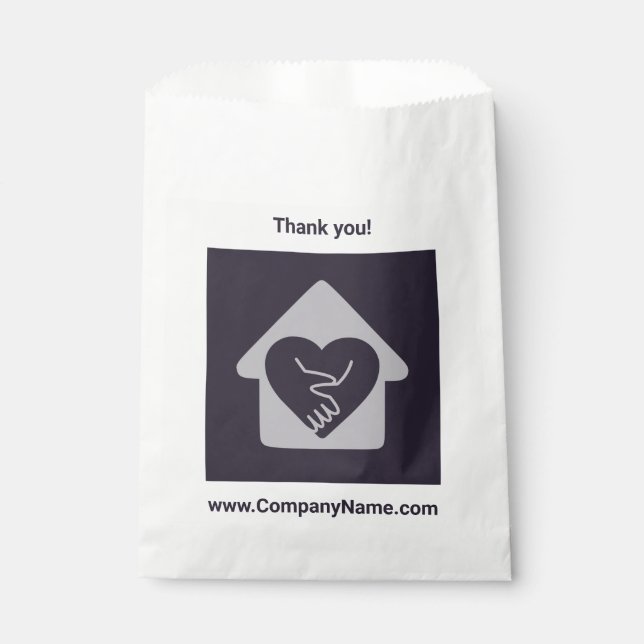 Sachets En Papier Logo personnalisé et nom de société violet Merci (Devant)