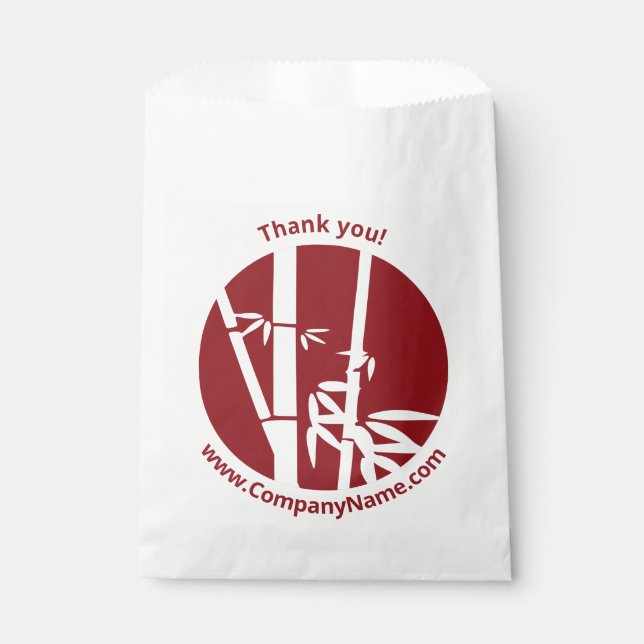 Sachets En Papier Logo personnalisé rouge et Merci de nom de société (Devant)