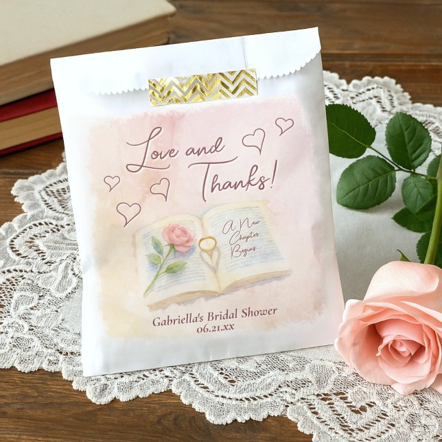 Sachets En Papier Love and Thanks Storybook Romance Fête des mariées (Créateur téléchargé)
