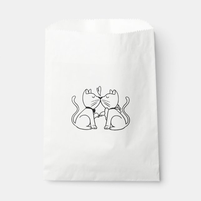 Sachets En Papier Love Chat Mariage Fête des mariées Chats Kitten No (Devant)
