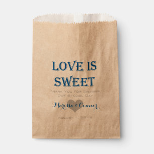 Sachets En Papier Love Is Sweet Blue and Grey Mariage Bags