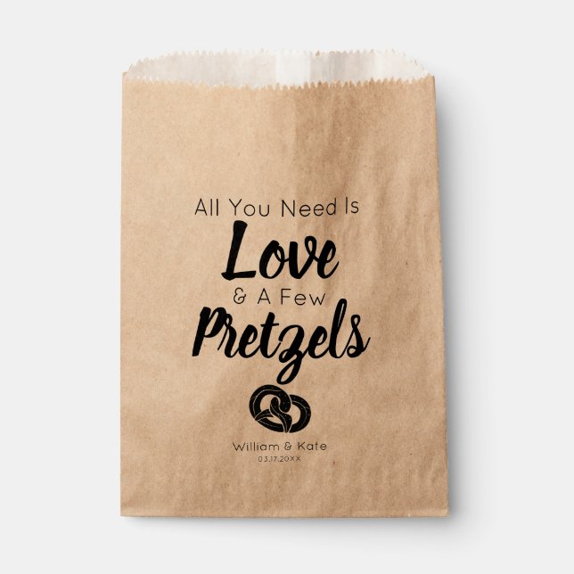 Sachets En Papier Love Pretzel Traiter Mariage Favor Sac (Devant)