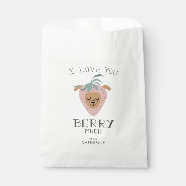 Sachets En Papier LOVE YOU BERRY BEAUCOUP Funny Valentine Chien (Devant)