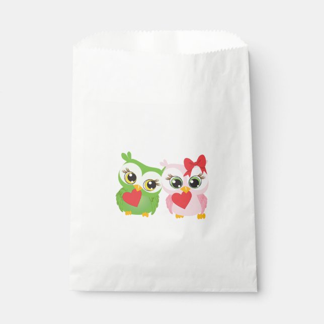 Sachets En Papier Lovely Owls Love Hearts (Devant)