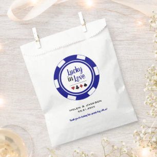 Sachets En Papier Lucky In Love Blue White Poker Chip Wedding Favori