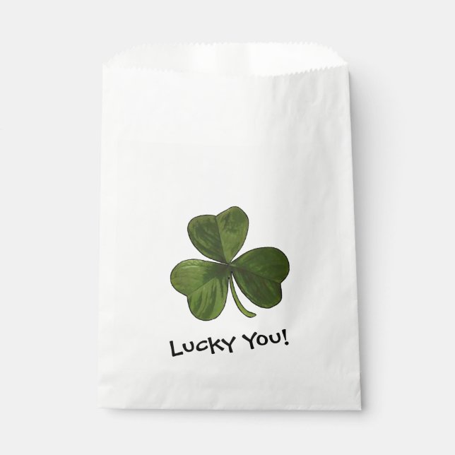 Sachets En Papier Lucky You Green Shamrock avec texte personnalisé (Devant)
