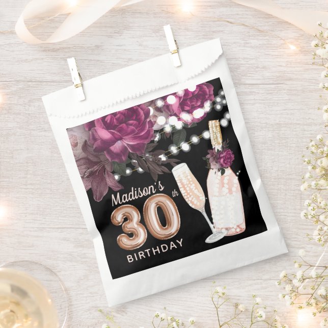 Sachets En Papier Luxe 30e anniversaire Vin Rose personnalisé Faveur (Coupé)