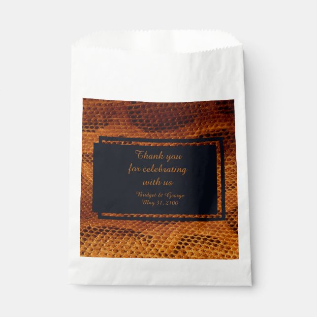 Sachets En Papier luxueux animal en peau de serpent sauvage mariage (Devant)