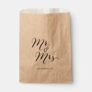 Sachets En Papier M. & Mme Classic Script Calligraphy Nom Mariage