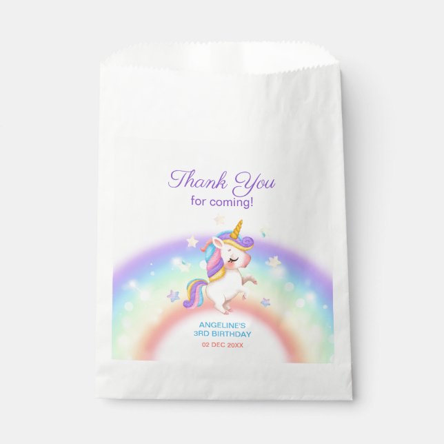 Sachets En Papier Magical Day Rainbow Stars Unicorn Birthday  (Devant)