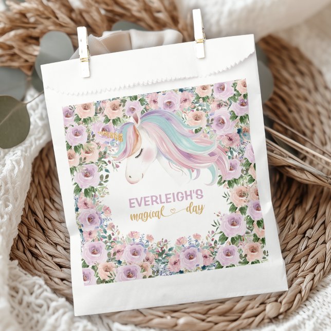 Sachets En Papier Magical Unicorn Purple Flower birthday (Créateur téléchargé)