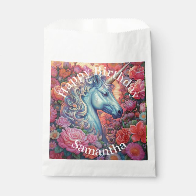 Sachets En Papier Magique Unicorn Joyeux anniversaire (Devant)