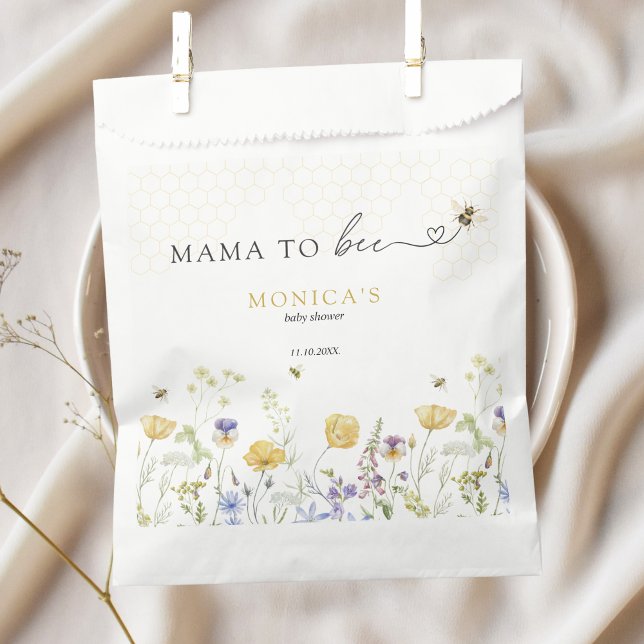 Sachets En Papier Mama to Bee Fleur sauvage Rustic Garden Baby showe (mama to bee baby shower favor bags meadow wildflowers )