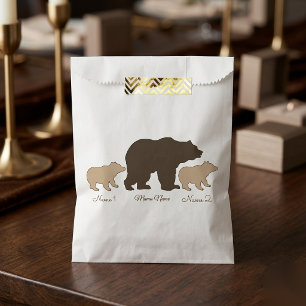 Sachets En Papier Maman Ourse Personnalisée Avec 2 Noms d'Enfants Ca
