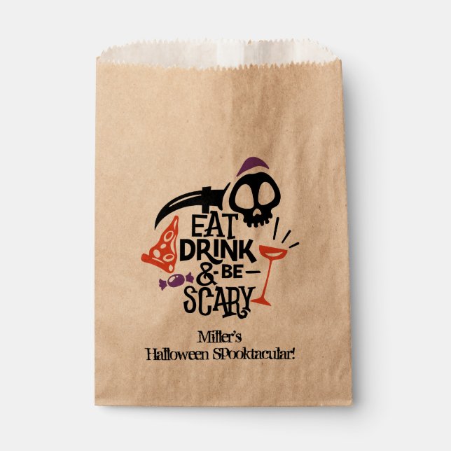 Sachets En Papier Mangez Boire et soyez effrayant Halloween Treat (Devant)