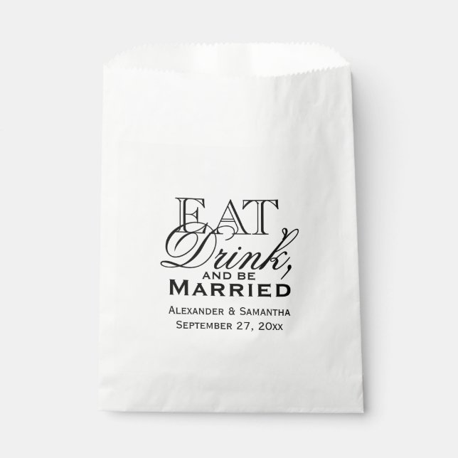 Sachets En Papier Mangez, buvez et soyez marié Mariage personnalisé (Devant)