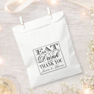 Sachets En Papier Mangez, buvez et soyez mariés Mariage noir/blanc m