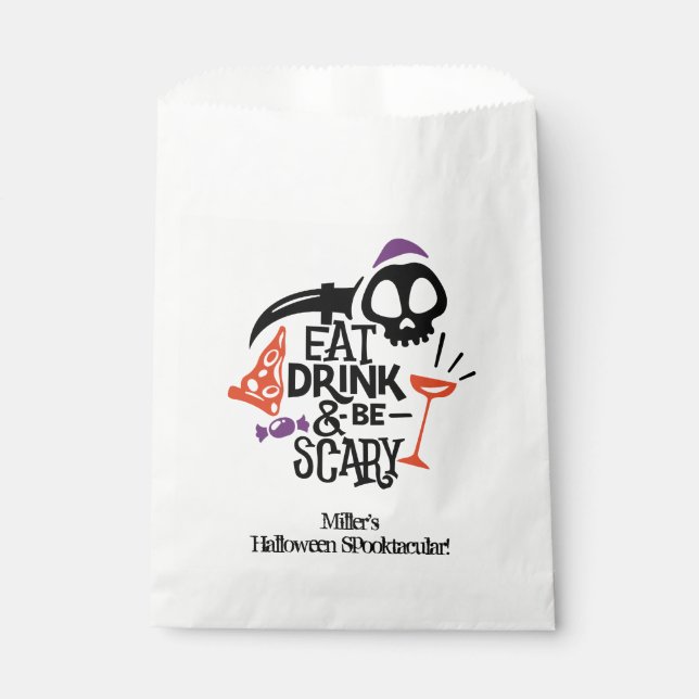 Sachets En Papier Mangez un verre et soyez effrayant Halloween (Devant)