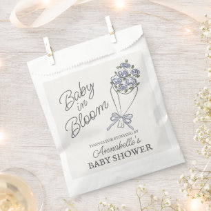 Sachets En Papier Marché aux fleurs bleues Baby shower floral frais
