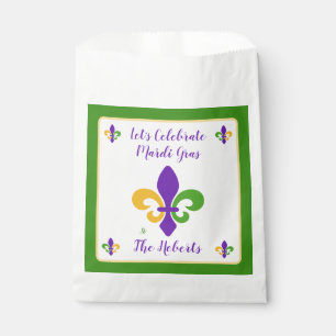 Sachets En Papier Mardi Gras NOM Vert Or Violet Fleur de Lis