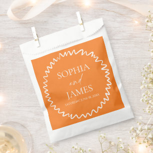 Sachets En Papier Mariage à la frontière ondulée orange Citrus Capri